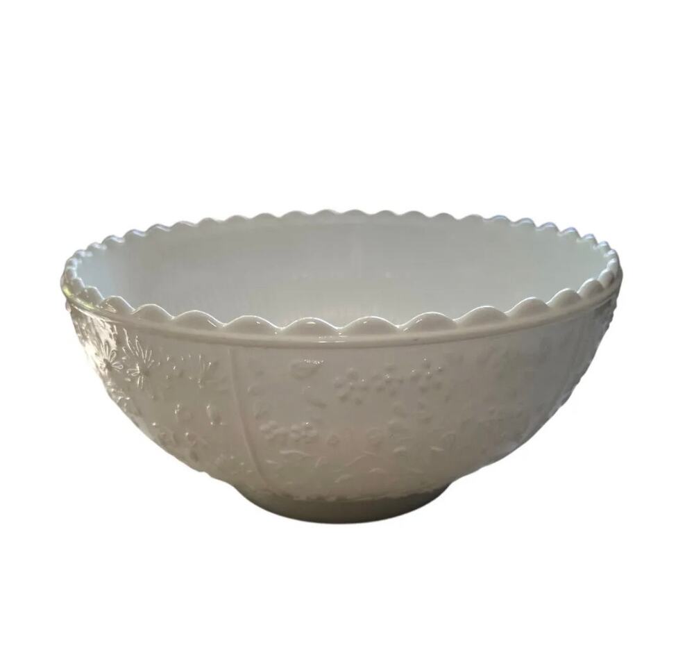 Victorian Milk Glass Bowl Tree of Life Challinor & Taylor Glass Co circa 1890
